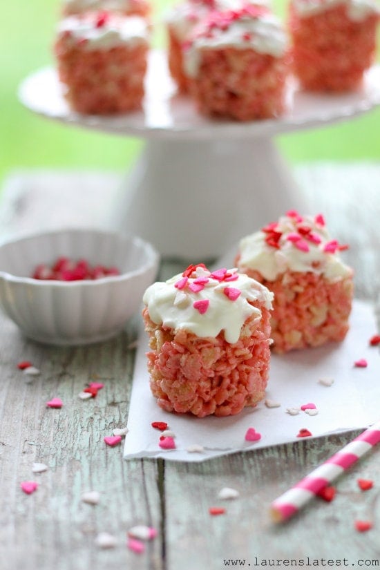 Strawberry Rice Krispie Cakes for Valentine's Day - Lauren's Latest